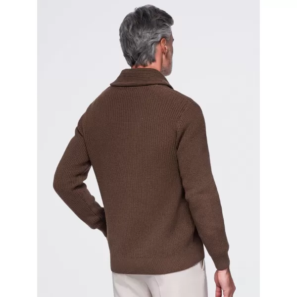  Pánsky kardigan OMBRE OM-SWCD-0200 BROWN 