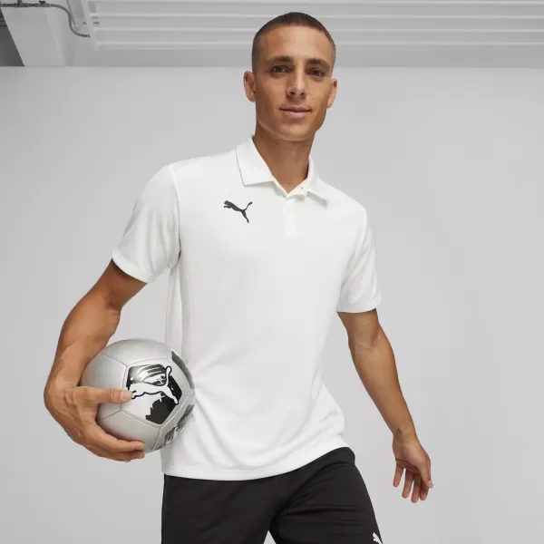  Pánske tričko s golierom PUMA TEAMGOAL POLO 658771-04 PUMA WHITE/BLACK/FEATHERGRAY 