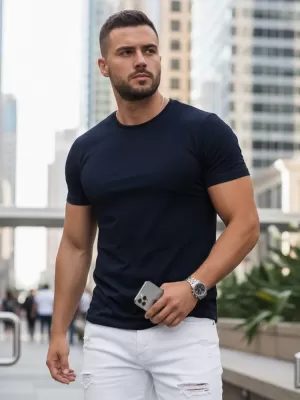 Pánske tričko DSTREET RX5673 TMAVO MODRÁ