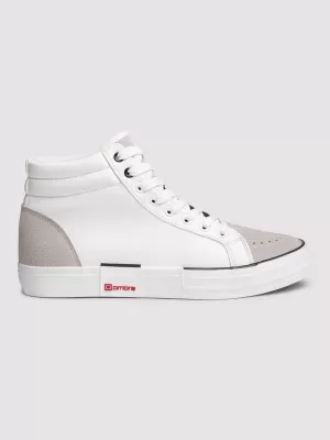 Pánske členkové tenisky OMBRE OM-FOTH-0240 WHITE AND BEIGE