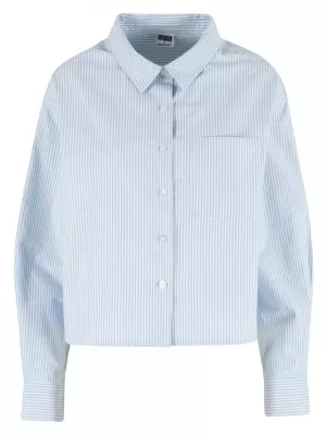 Dámska košeľa URBAN CLASSICS TB8171 LIGHT HORIZON BLUE/WHITE