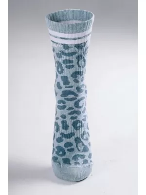 Crew ponožky s leopardím vzorom NEBBIA PRIMAL 106 BLUE LEOPARD