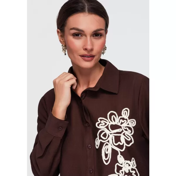  Dámska košeľa OMBRE OW-SH-E0073 BROWN 