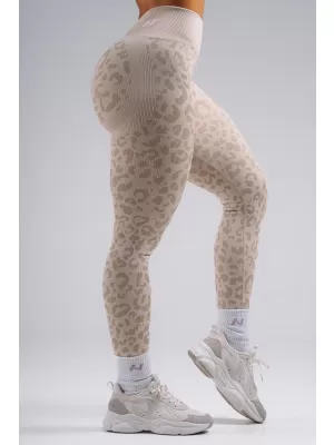 Kompresné push-up legíny s leopardím vzorom NEBBIA PRIMAL 849 CREAM LEOPARD