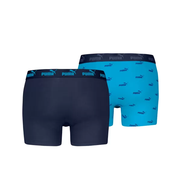  Pánske boxerky PUMA ELEMENTS MEN LOGO PRINT BOXERS 2P 93875401 BLUE COMBO 