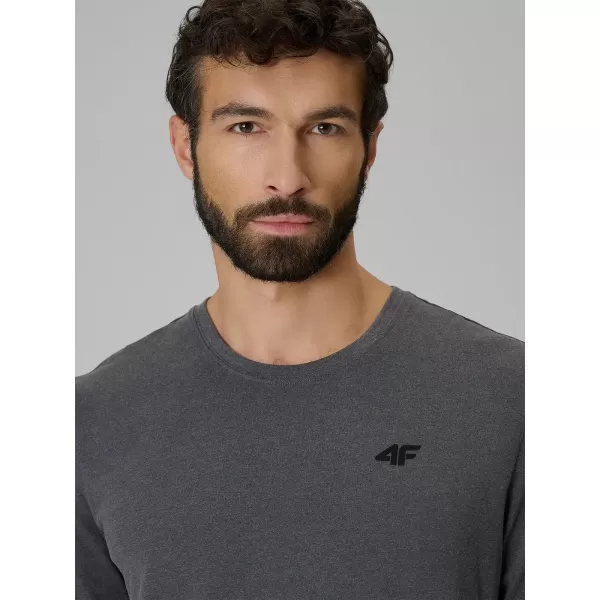  Pánske tričko s dlhým rukávom 4F WMM00TLONM611 DARK GREY MELANGE 