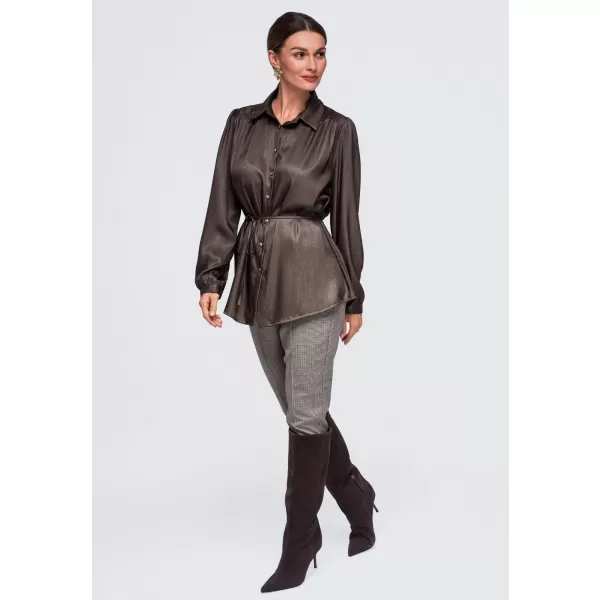  Dámska košeľa OMBRE OW-SH-E0071 BROWN 