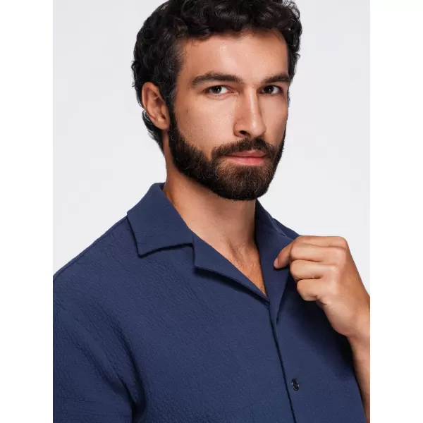  Pánska košeľa OMBRE OM-SHSS-0220 NAVY BLUE 