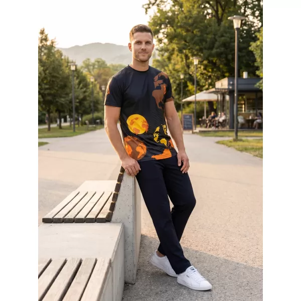 Pánske voľnočasové tričko premium ALTISPORT VOJ/ALM130TR06 ČIERNA-ORANŽOVÁ 
