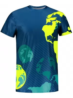 Pánske voľnočasové tričko premium ALTISPORT VOJ/ALM130TR06 NAVY-FLUO YELLOW