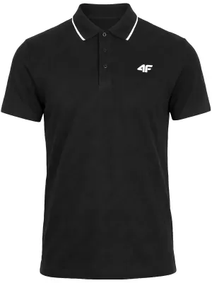 Pánske tričko s golierom 4F WMM00TPTSM0773 DEEP BLACK