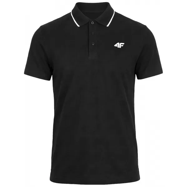  Pánske tričko s golierom 4F WMM00TPTSM0773 DEEP BLACK 