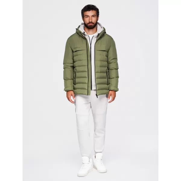  Pánska zimná prešívaná bunda OMBRE OM-JAHP-0305 OLIVE 