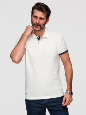 Pánske tričko s golierom OMBRE OM-POSS-0170 WHITE