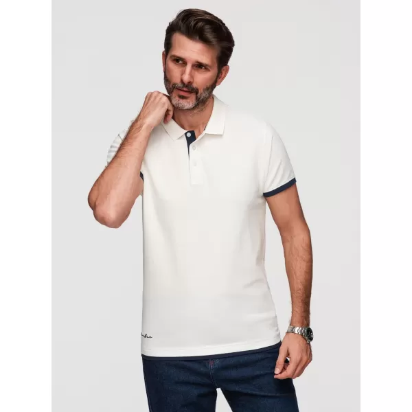  Pánske tričko s golierom OMBRE OM-POSS-0170 WHITE 