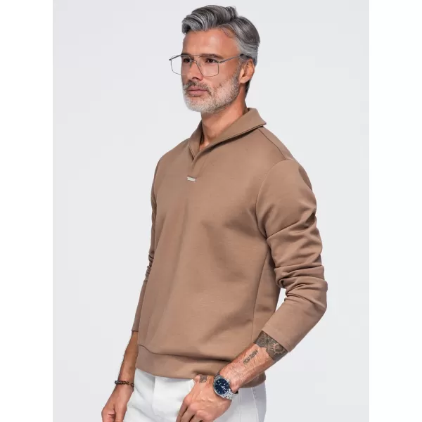  Pánska mikina OMBRE OM-SSNZ-0262 BROWN 