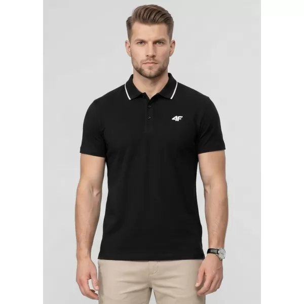  Pánske tričko s golierom 4F WMM00TPTSM0773 DEEP BLACK 