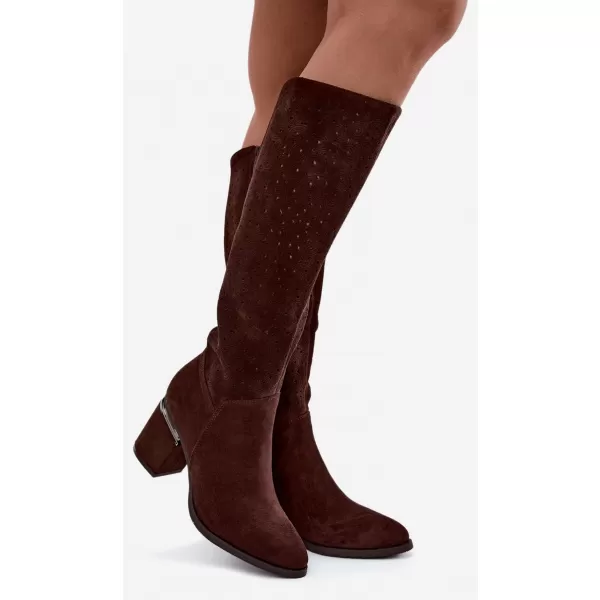  Dámske čižmy S.BARSKI HY62-8122 CHOCOLATE 