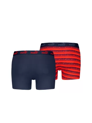 Pánske boxerky PUMA ELEMENTS MEN STRIPED BOXERS 2P 93884205 RED/NAVY