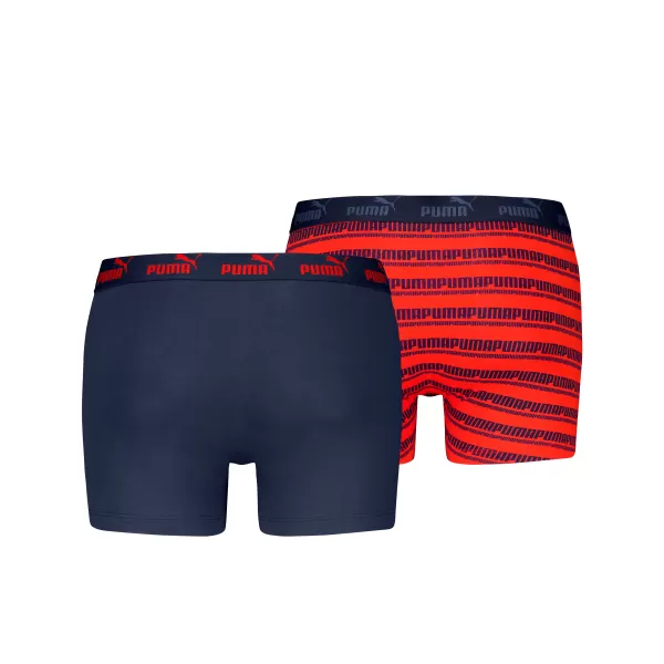  Pánske boxerky PUMA ELEMENTS MEN STRIPED BOXERS 2P 93884205 RED/NAVY 
