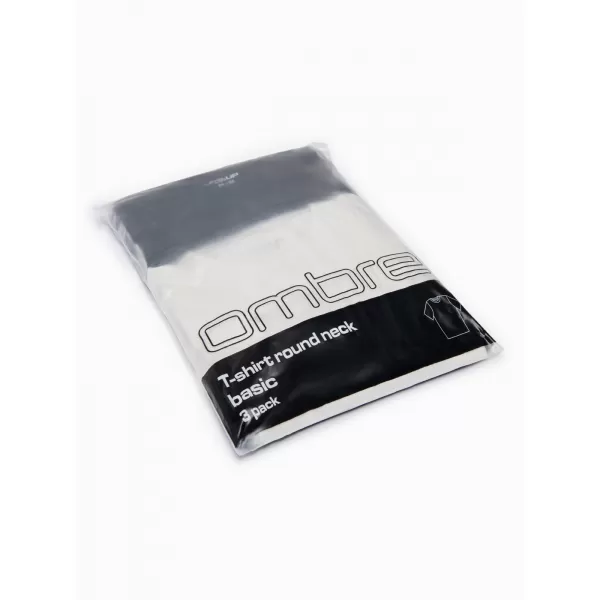  Pánske tričko OMBRE OM-TSBC-0291 OFF WHITE/OFF WHITE/BLACK 