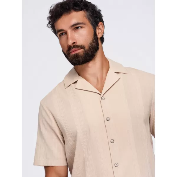  Pánska košeľa OMBRE OM-SHSS-0221 LIGHT BROWN 