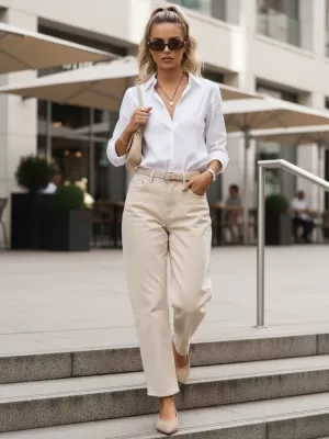 Dámske nohavice DSTREET UY2979 BÉŽOVÁ
