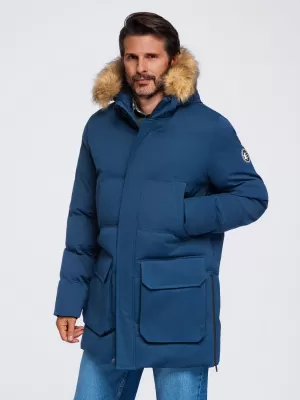 Pánska parka OMBRE OM-JALJ-0310 NAVY BLUE