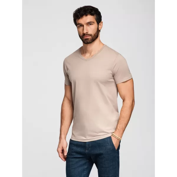  Pánske tričko OMBRE OM-TSBS-0281 WHITE/SAND/NAVY 