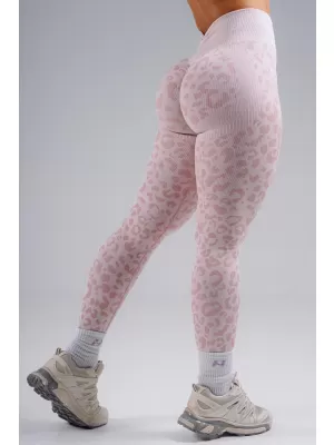 Kompresné push-up legíny s leopardím vzorom NEBBIA PRIMAL 849 PINK LEOPARD