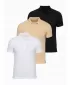 Pánske tričko s golierom OMBRE OM-POBS-0171 BLACK/WHITE/BEIGE