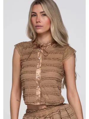 Dámska blúza OMBRE OW-TS-E0066 TAUPE