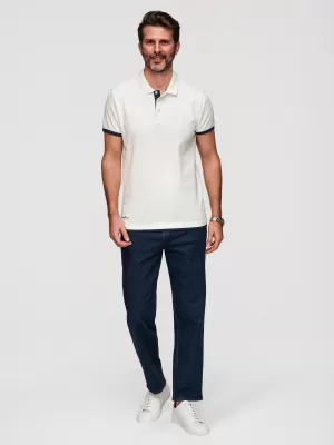 Pánske tričko s golierom OMBRE OM-POSS-0170 WHITE