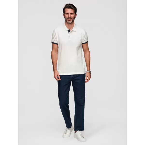  Pánske tričko s golierom OMBRE OM-POSS-0170 WHITE 