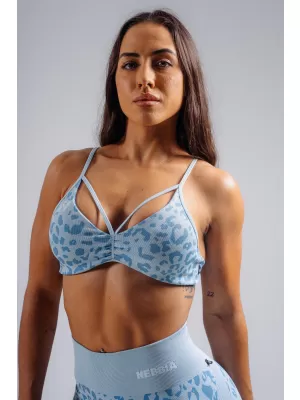 Medium support športová podprsenka s leopardím vzorom NEBBIA PRIMAL 854 BLUE LEOPARD