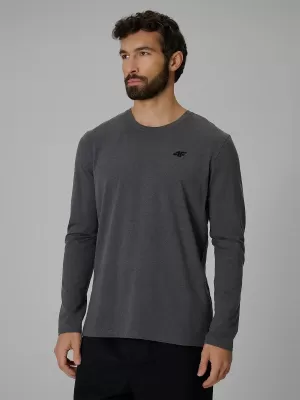 Pánske tričko s dlhým rukávom 4F WMM00TLONM611 DARK GREY MELANGE