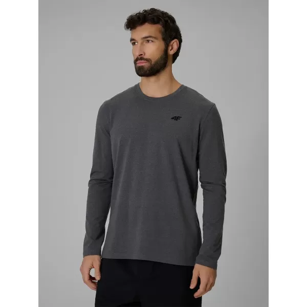  Pánske tričko s dlhým rukávom 4F WMM00TLONM611 DARK GREY MELANGE 