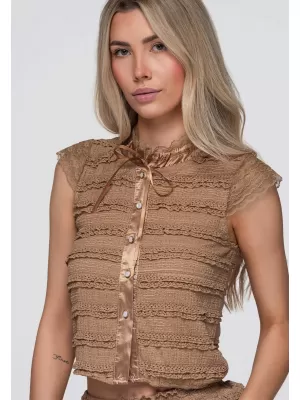 Dámska blúza OMBRE OW-TS-E0066 TAUPE