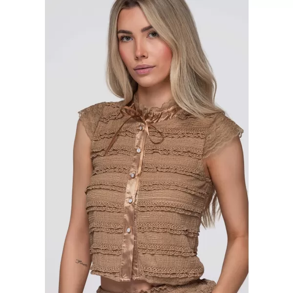  Dámska blúza OMBRE OW-TS-E0066 TAUPE 