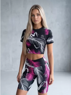 Dámske legíny nad kolená premium (nové veľkosti) ALTISPORT VOJ/ALW001LEG06 ČIERNA/RUŽOVÁ