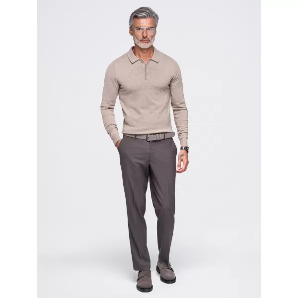  Pánske tričko s golierom OMBRE OM-POLS-0151 BEIGE 