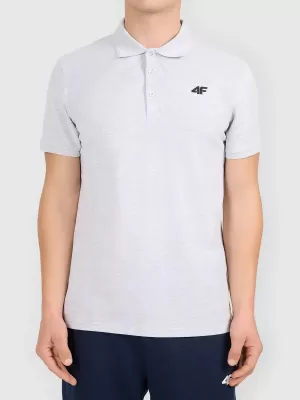 Pánske tričko s golierom 4F WMM00TPTSM0771 COLD LIGHT GREY MELANGE