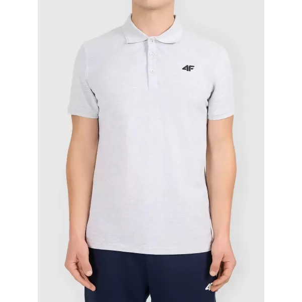 Pánske tričko s golierom 4F WMM00TPTSM0771 COLD LIGHT GREY MELANGE 