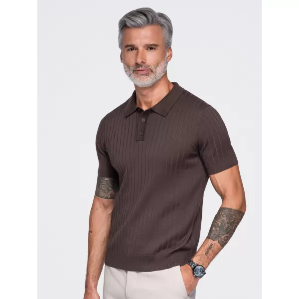 Pánske polo tričko OMBRE OM-POSS-0180 LIGHT BROWN 