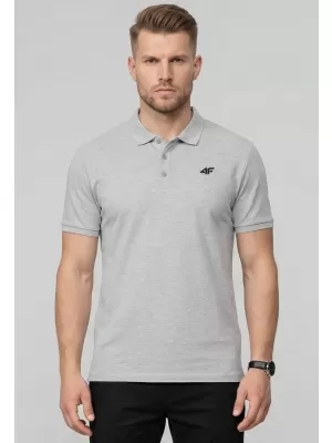 Pánske tričko s golierom 4F WMM00TPTSM0770 DARK GREY MELANGE