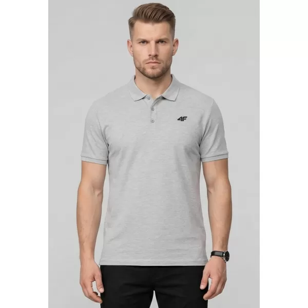  Pánske tričko s golierom 4F WMM00TPTSM0770 DARK GREY MELANGE 