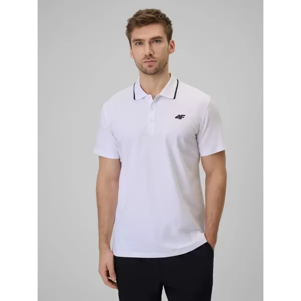  Pánske tričko s golierom 4F WMM00TPTSM0773 WHITE 