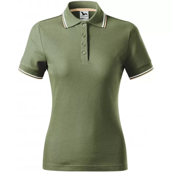  Dámske tričko s golierom MALFINI FOCUS 233 KHAKI 