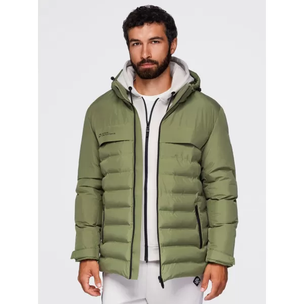  Pánska zimná prešívaná bunda OMBRE OM-JAHP-0305 OLIVE 