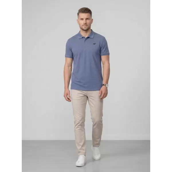  Pánske tričko s golierom 4F WMM00TPTSM0770 DENIM 